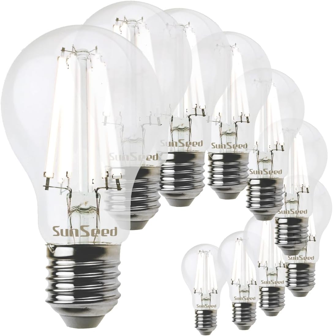SUNSEED 10X White Filament LED Classic Bulb E27 12 W Replaces 100 W Neutral White 4000 K