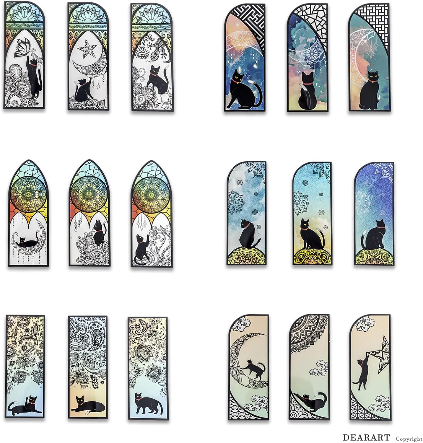 DEARART Lucky Cats Bookmark Three Picture (Six Pcs) Bookmarks Page Markers Book Markers Cute Bookmarks for Women Teacher Gifts, Set-2