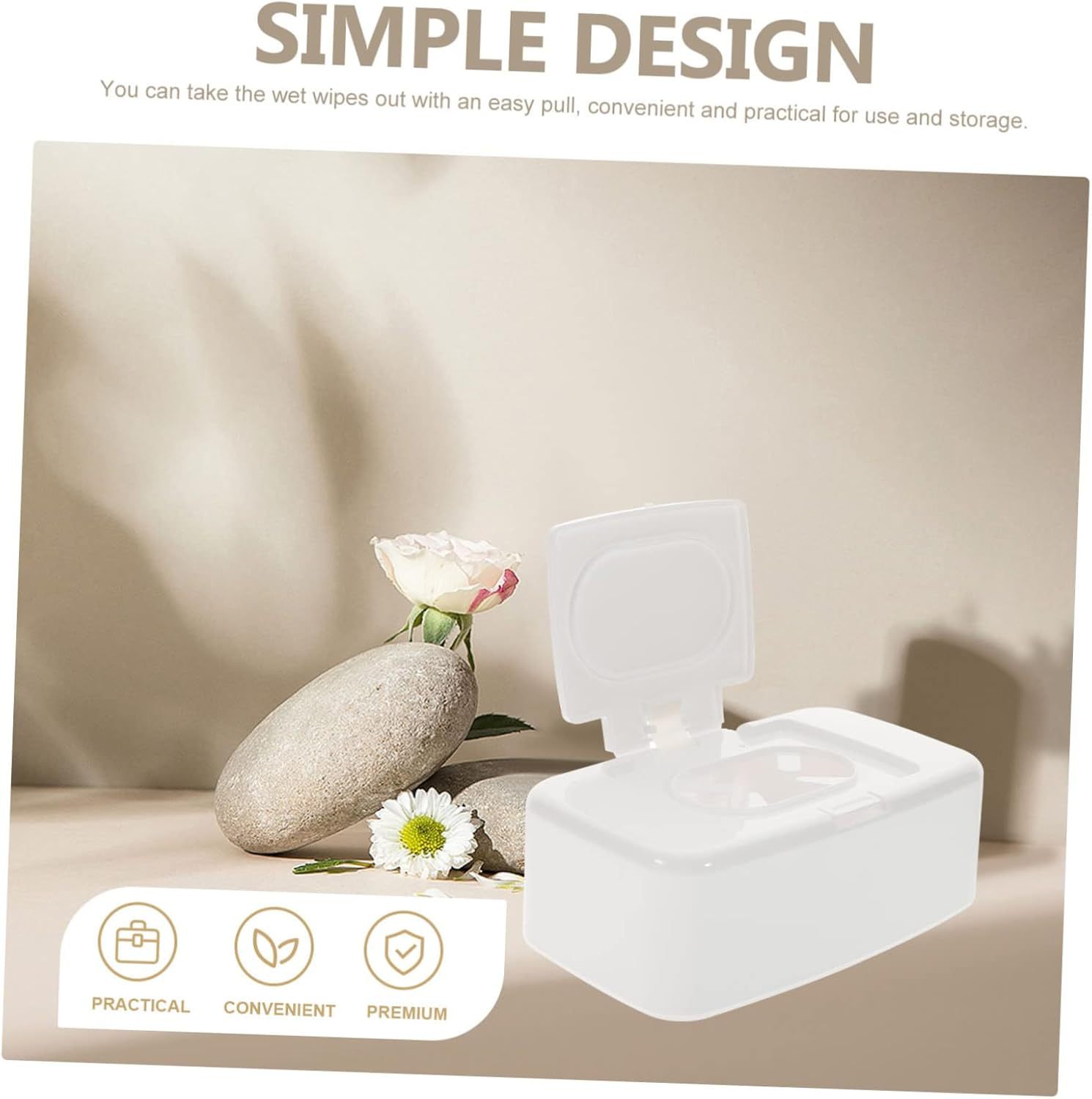 Portable Refillable Wipes Dispenser Box Lid White Plastic Household Travel Storage Organizer for Car and Desktop Use image number 2