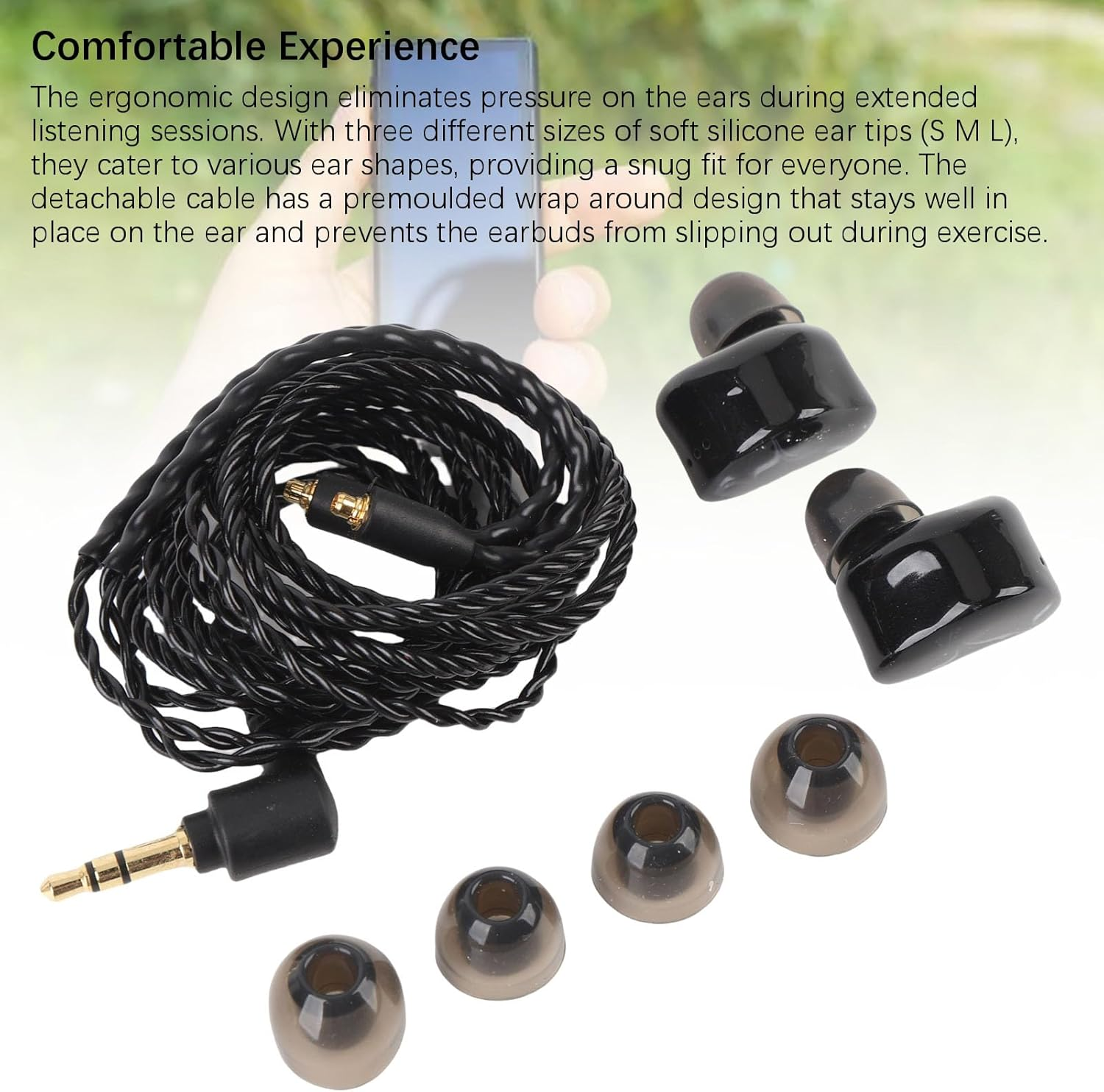 YUEHISY Stereo Wired IEM Earphones, Hybrid Driver Hifi Earbuds with Resin Body and OFC Cable, Hifi Stereo Sound, Comfort Fit, Immersive Bass image number 5