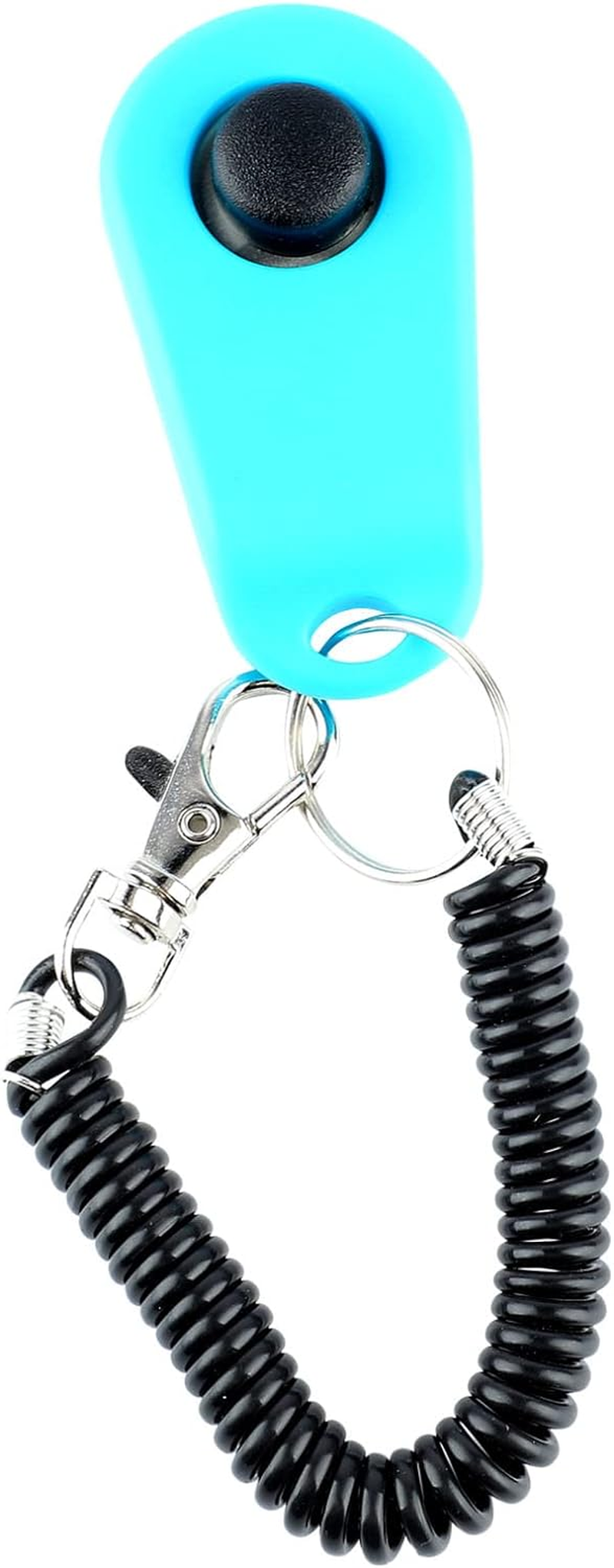 Cat Training Clicker, Portable Pet Training Clicker Stainless Steel Hook Universal Interactive with Wrist Strap for Cats for Training (Sky Blue)