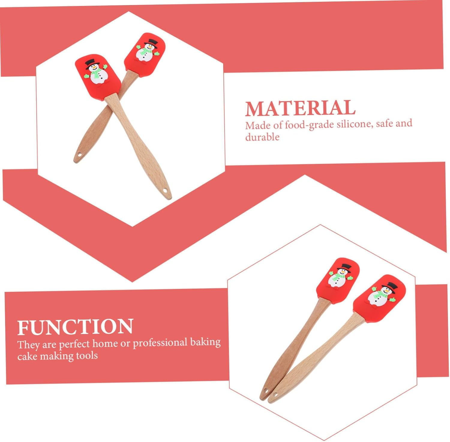 10Pcs Professional Baking Scrapers Silicone Baking Spatulas for Christmas Cake Reusable Scrapers Household Wear-Resistant Cake Convenient