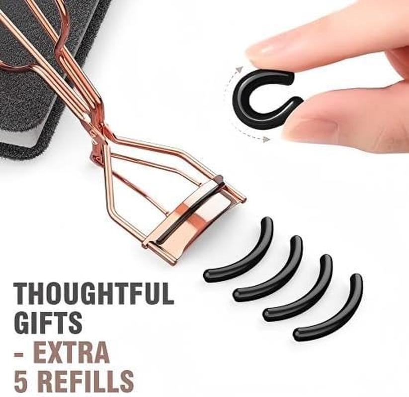Professional Eyelash Curler with Comb, Rose Gold, Volumizing Lash Lift Kit for Home, Travel with Refill Pads image number 3