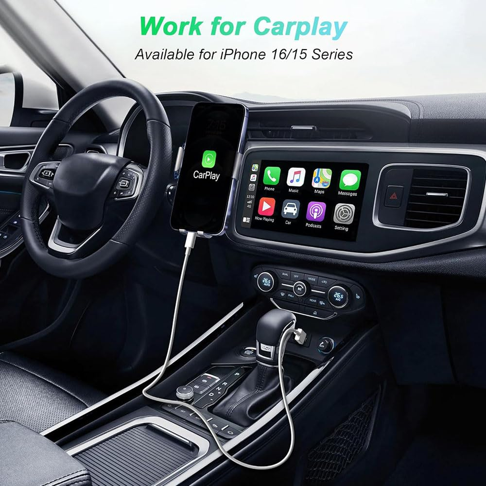 Car Carplay Cable for Iphone 17 15 16 /Air/Pro Max, USB a to USB C for Carplay for Iphone USB Cord, Car Charger for Iphone 17 Air Charging Cable, Ipad Pro, Ipad Air 5Th, Mini 6Th Gen Car Charger Cord image number 5