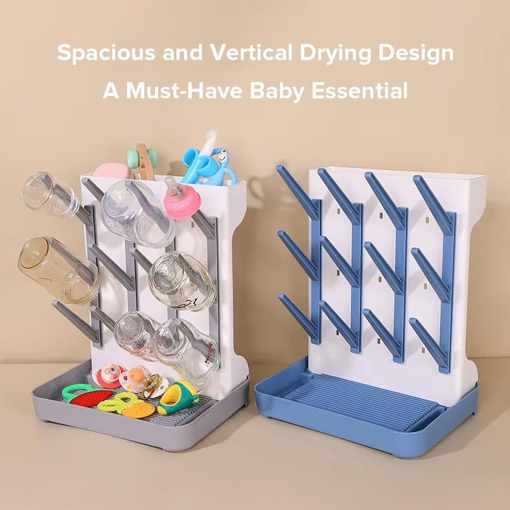 Baby Bottle Drying Rack, Vertical Space Saving Countertop Standing Drying Rack Baby Accessory, Bottle Brsuh, Pacifier, Breast Pump Accessories Drying Stand, Storage Organizer (Blue) image number 5