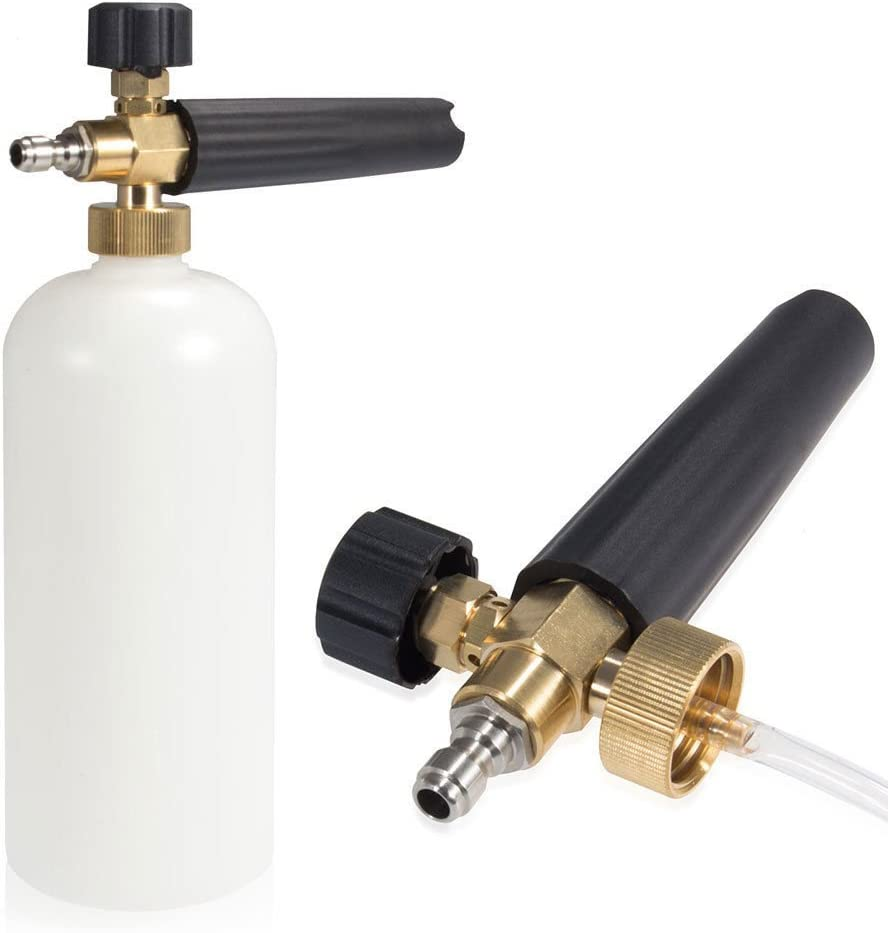 NUZAMAS High Pressure Washer Gun with 5 Water Nozzle Tip & 1L Snow Foam Lance Bottle Kit for Car Floor Deck Windows Cleaning Quick Connector