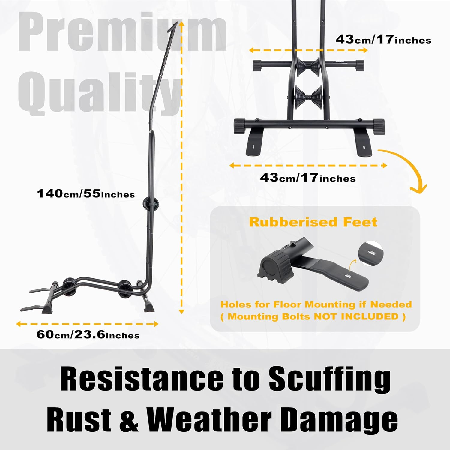 Cyclingdeal Upright Bike Stand Floor - Vertical & Horizontal Bicycle Stand Bicycle Storage - Safe & Secure Bike Storage Rack - for Wheels Sizes up to 29" - Bike Rack Garage Bicycle Rack image number 2