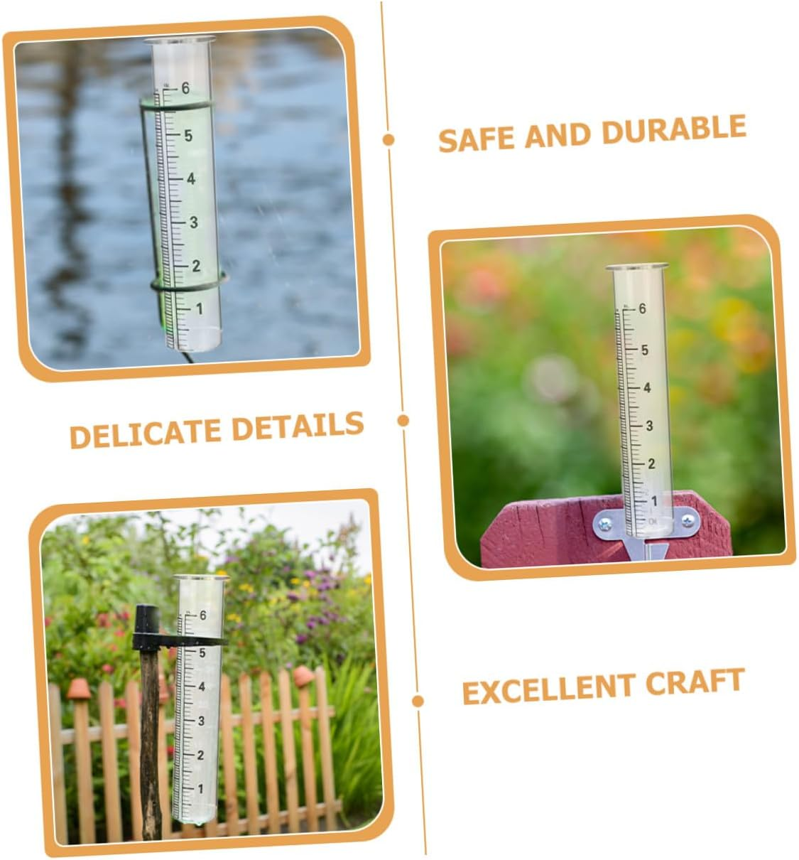 NOLITOY 4Pcs Glass Rain Gauge Tubes Replacement with Accurate Measuring Cylinders for Garden Lawn Outdoor Rainfall Measurement Tool image number 3