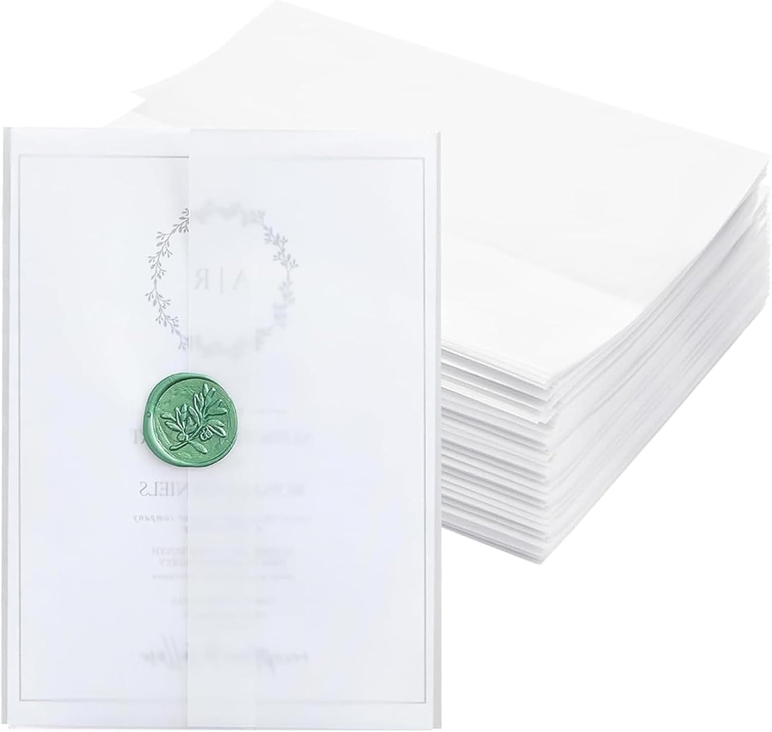 80 Pack Vellum Jackets for Invitations, 5X7Inch Pre-Folded Translucent Wrap Jackets, Vellum Paper Translucent Paper Envelope Liners for Wedding Baby Shower Birthday Invitations Scrap-Booking image number 3