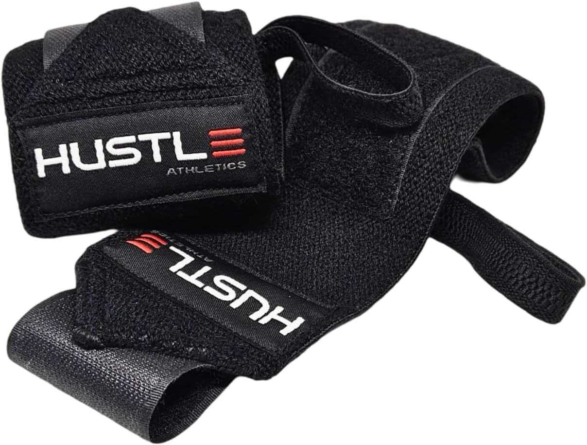 Hustle Athletics Wrist Wraps - Extra Support Weightlifting & Crossfit - Brace Your Wrists to Push Heavier, Avoid Injury & Improve Your Bench Press Instantly Men & Women image number 3
