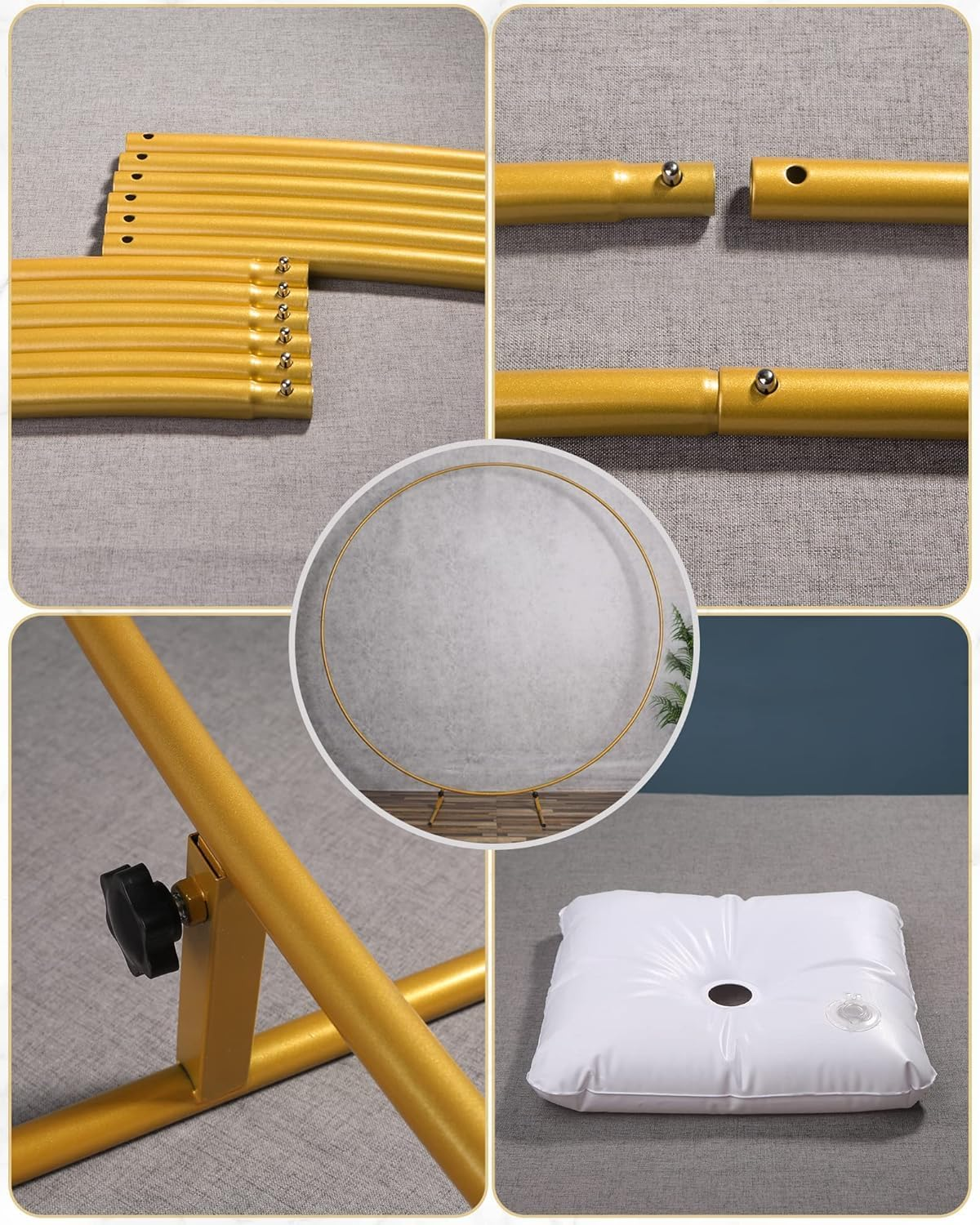 Premium round Balloon Arch Kit, 1.83 M Balloon Hoop Stand, Gold Metal Balloon Circle Frame, Big Size Backdrop Stand for Birthday, Wedding, Baby Shower, Grad Party Decoration image number 4