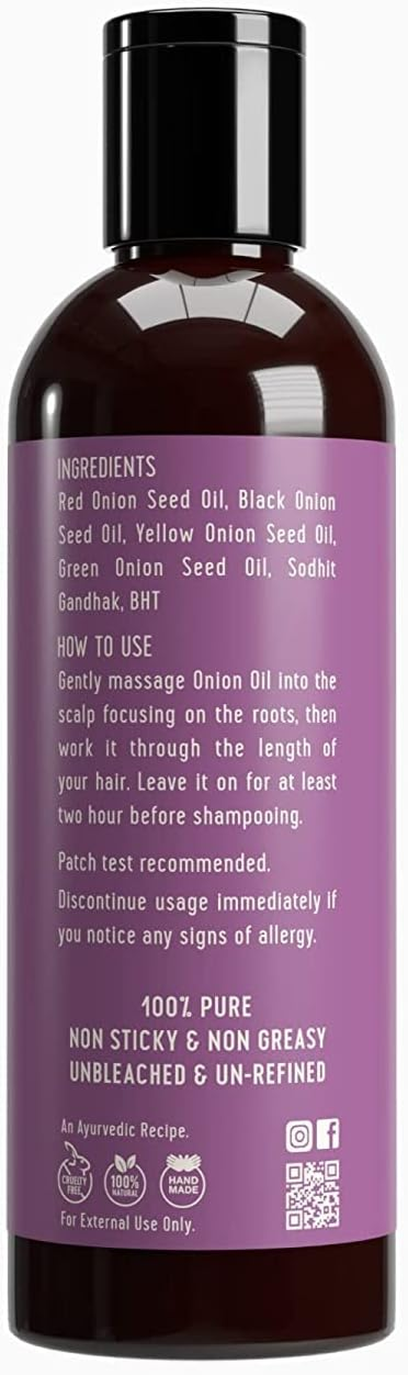 AVIMEE HERBAL Onion Hair Oil Is Made In-House Using Formulation That Gives It Non-Sticky and Non-Greasy Feel 100 Ml image number 1
