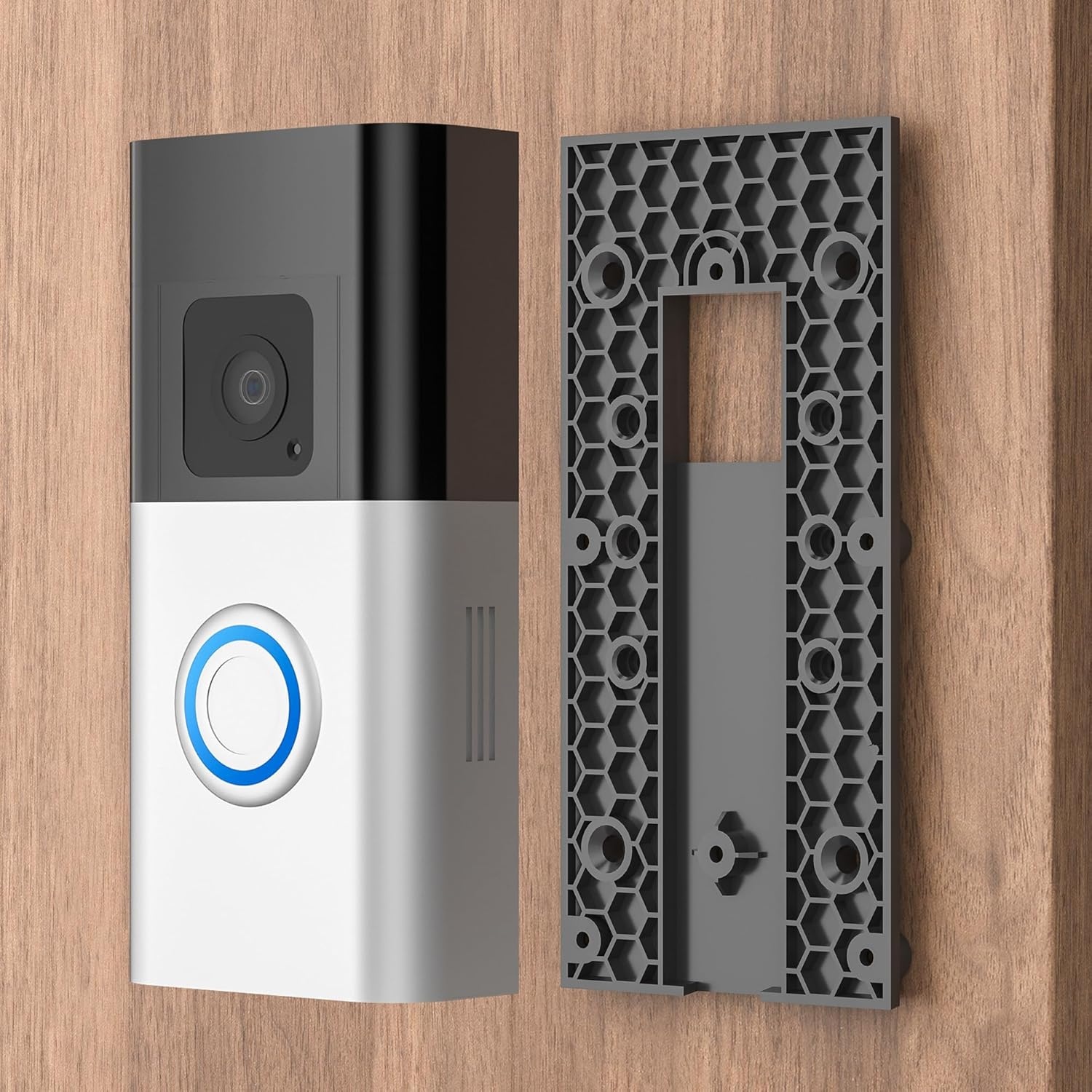 No-Drill Adhesive Doorbell Mount for Ring Video Doorbell 4 /Battery Doorbell Plus/Pro, Camera Doorbell Door Mounting Holder Bracket Accessories for Apartments Office Houses (1 Pack) image number 3