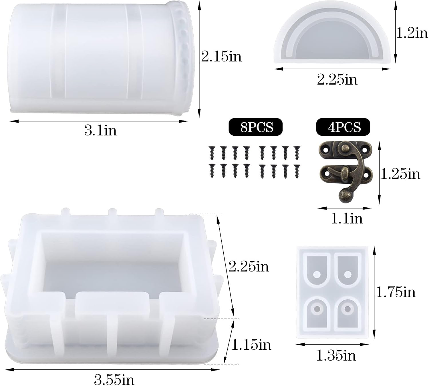Actvty Silicone Box Mold for Resin, Treasure Chest Silicone Mold with Hasp Lock, Dice Storage Mold Container Mold for Resin Casting DIY Jewelry Dice Box Home Decor Resin Art Gifts image number 6