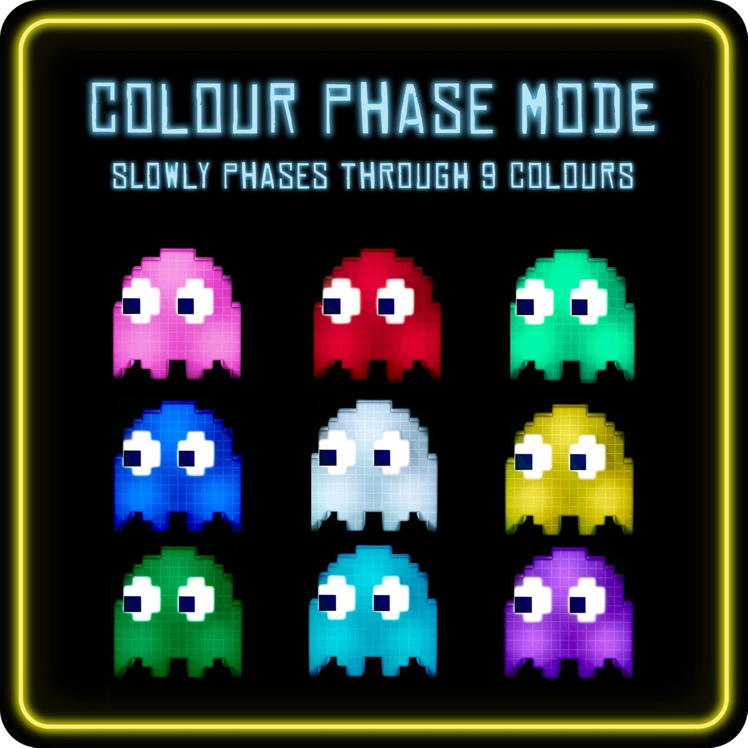 Pac-Man Ghost Light - Officially Licensed with Color Phasing Modes, Sounds Reactive Colors Change to Music, USB Powered, Retro Gamer Gift | Paladone image number 6