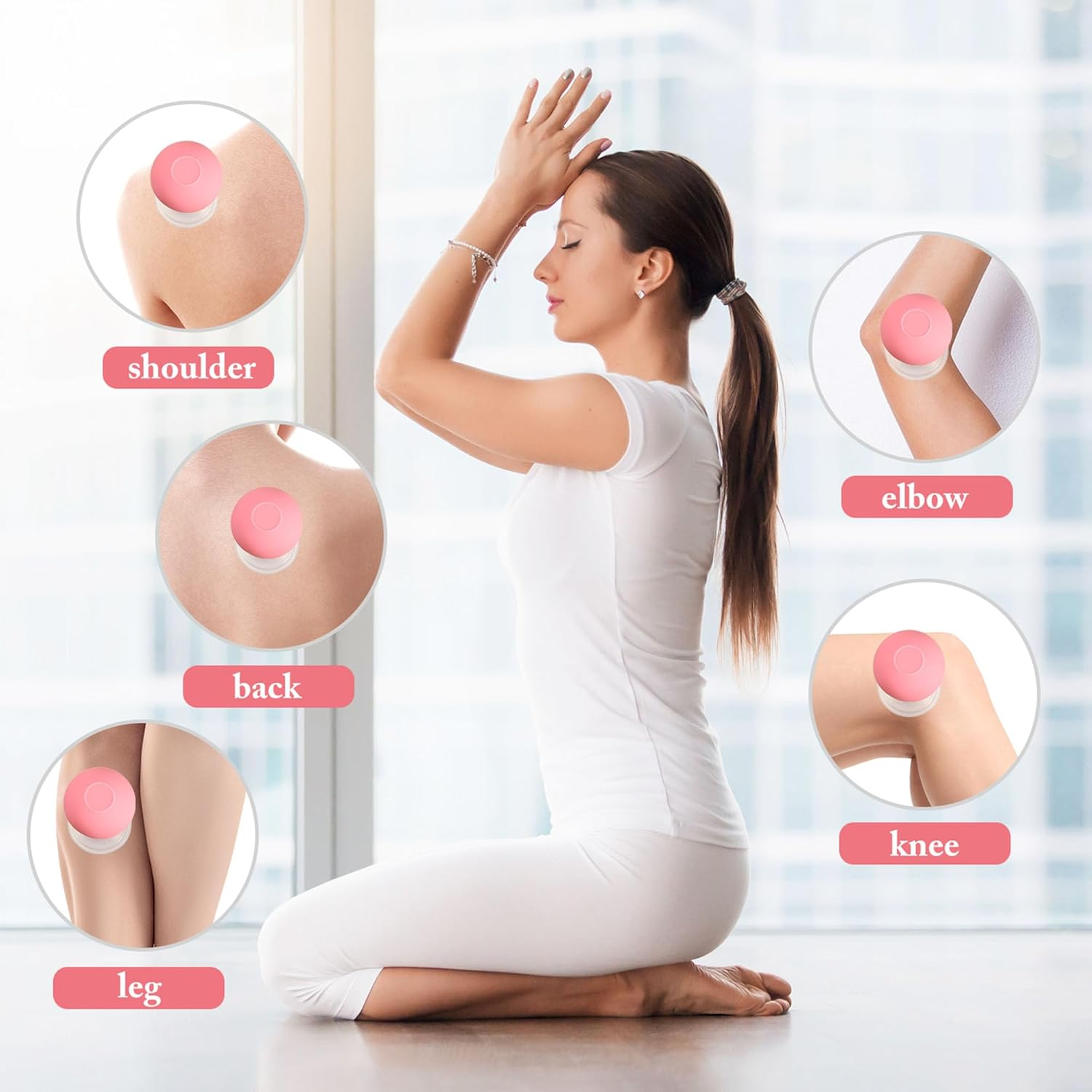 4 Pieces Glass Cupping Set Glass Silicone Cupping Cups Massage Vacuum Suction Cupping Cups for Body Face Leg Arm Back Shoulder Muscle and Joint Pain (Pink) - Green image number 2