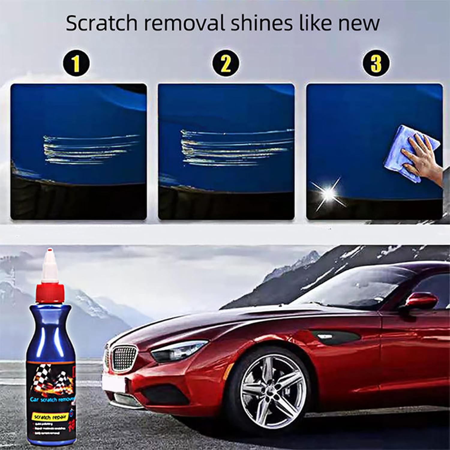 Car Scratch Repair | 100Ml Car Scratch Repair Agent | Automotive Care Kit with Sponge, Polishing Wax, Auto Accessories Restorer for Travel Garage image number 3