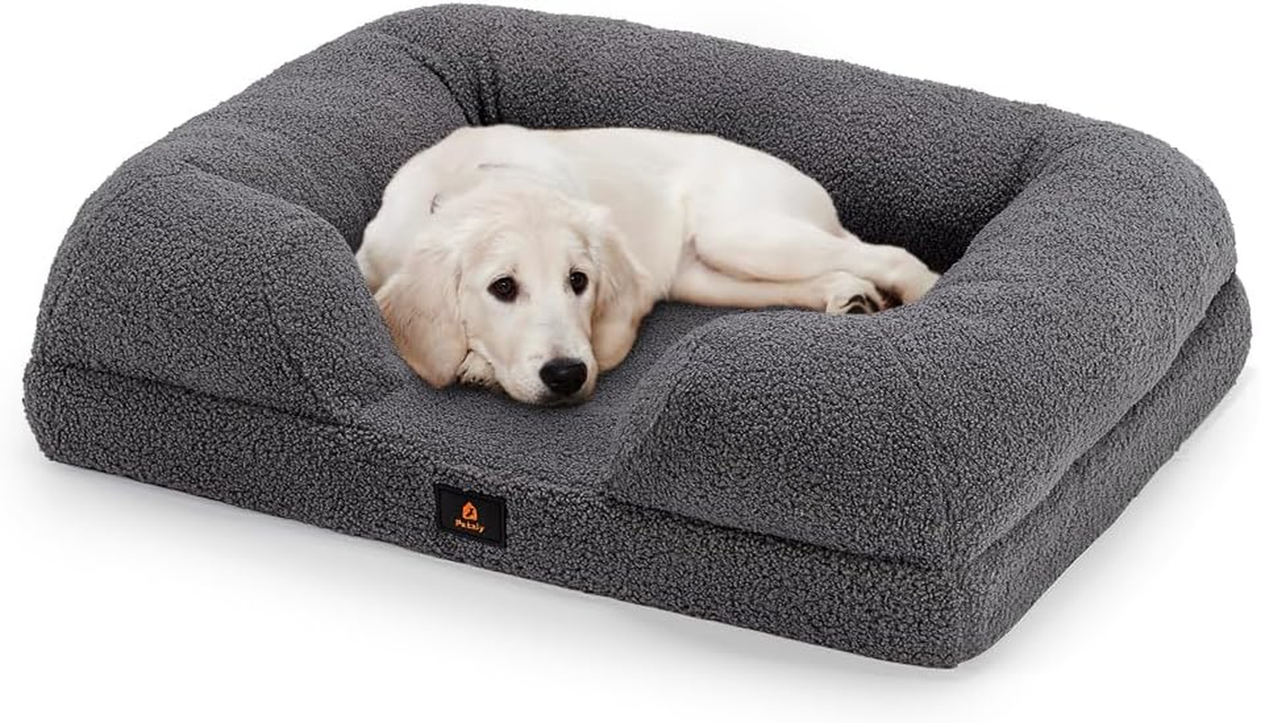 Orthopedic Dog Bed for Large Dogs, Memory Foam Pet Bed with Removable Washable Cover, Non-Slip Bottom and Egg-Crate Foam Big Dog Couch - Grey image number 3