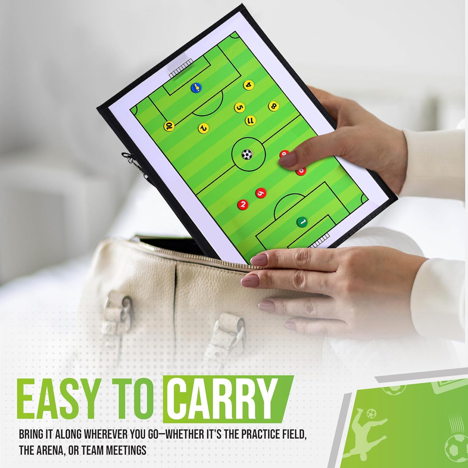 ZPU Soccer Coaching Board, Magnetic Soccer Clipboard for Coaches, Portable Foldable Soccer Tactics Board with Dry Erase, Marker Pen and Magnets, for Teaching and Game Plan