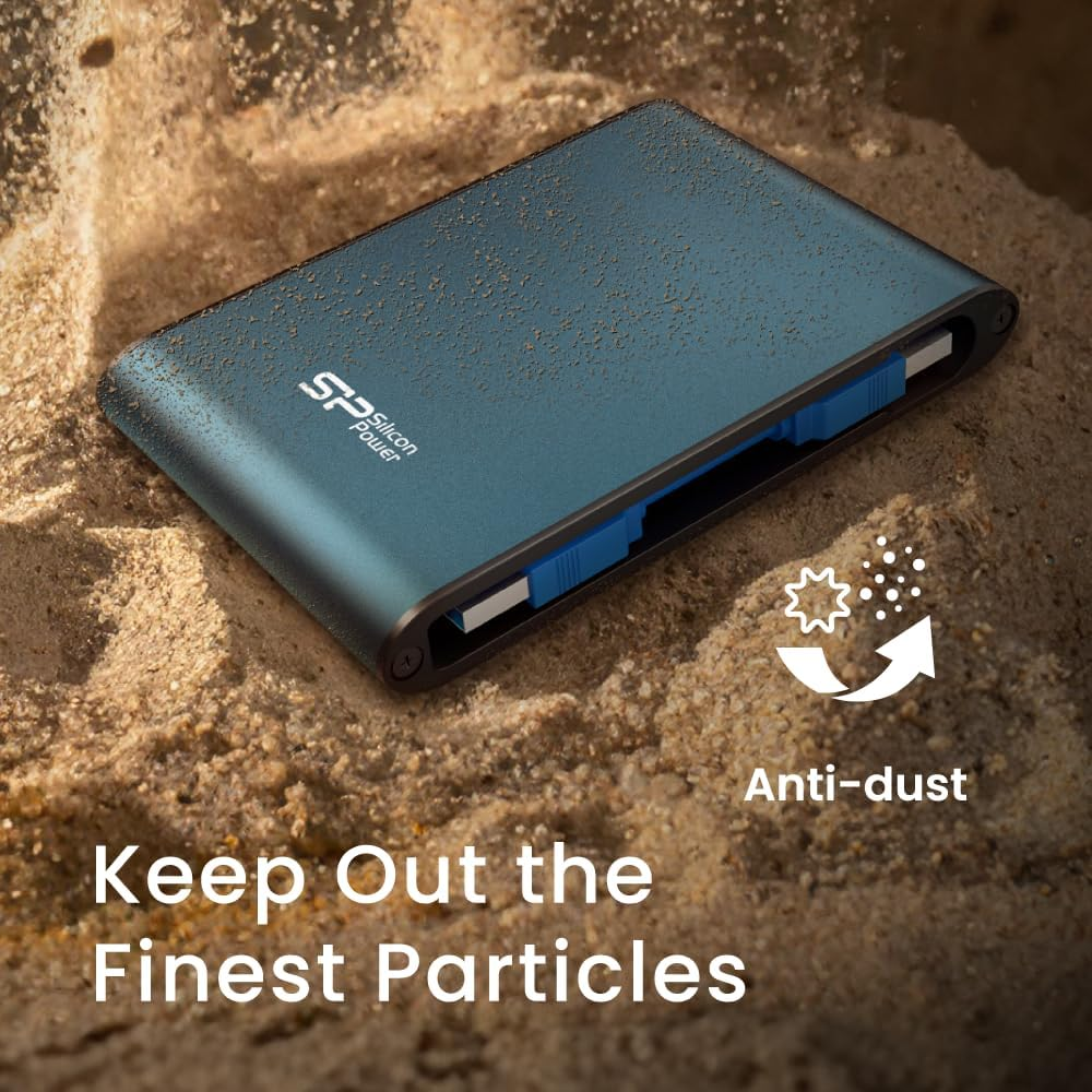 Silicon Power Armor A80 1TB Rugged External Hard Drive, Military-Grade Metal Enclosure Shockproof Water-Resistant USB 3.0 Portable HDD for PC Mac Laptop Computer - Black image number 5