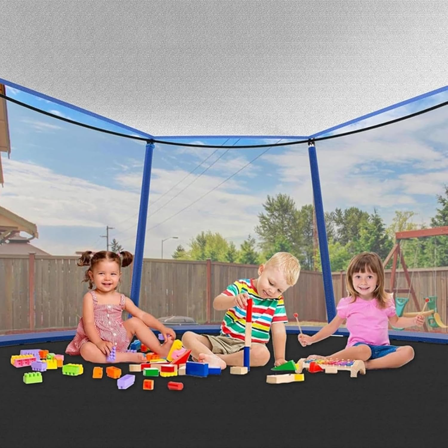 Trampoline Shade Cover, 12Ft Trampoline Tent Cover Trampoline Sun Protection Cover Sun Protection Trampolines Canopy, for Outdoor Anti-Uv Trampoline Accessories image number 2