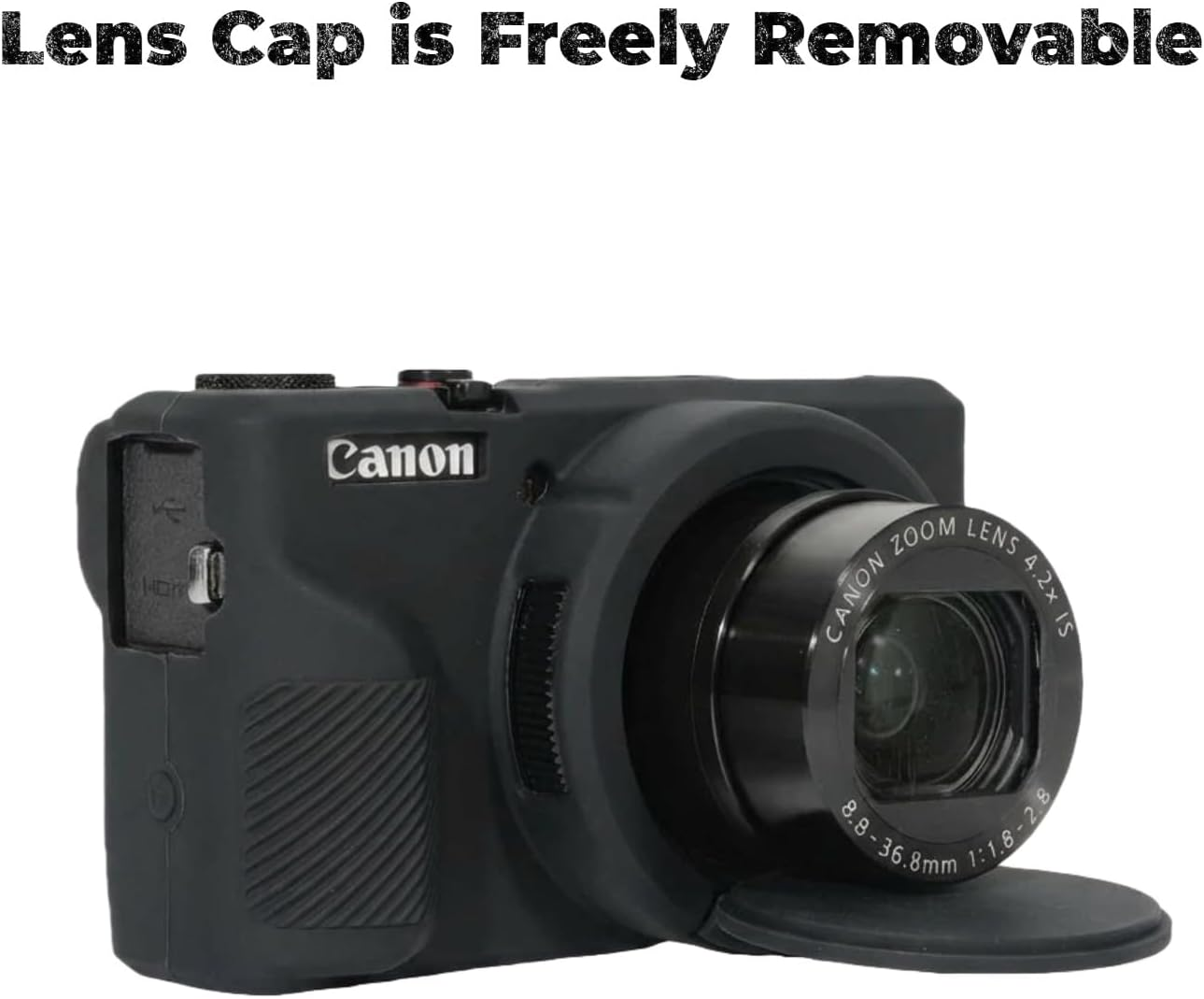 Protective Case for Canon Powershot G7X Mark III, Silicone Digital Camera Case, G7X Mark III Soft Silicone Case Cover Rubber Camera Sleeve with Removable Lens Cover (Black) image number 6