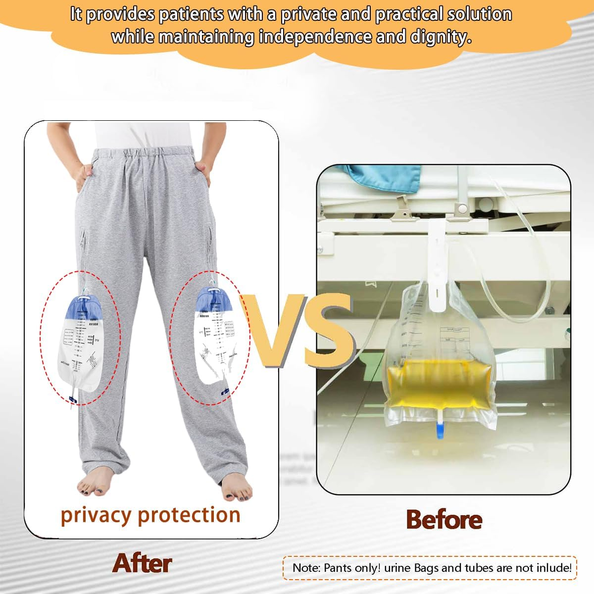 BOYUDZLTD Catheter Leg Bag Pants Hold Larger Bag, Nephrostomy Bag Holder, Urine Bag Pants, Men'S Pants for Catheter Bags (Black, Xx-Large-Waist:30.7''~45.7'') image number 5