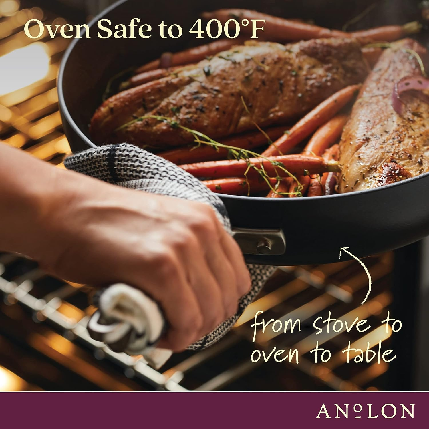 Anolon Advanced Home Non Stick 30Cm/4.98L Covered Saute Pan with Helper Handle, Frying Pan, Pots and Pans, Oven Safe, Onyx with Lid image number 6