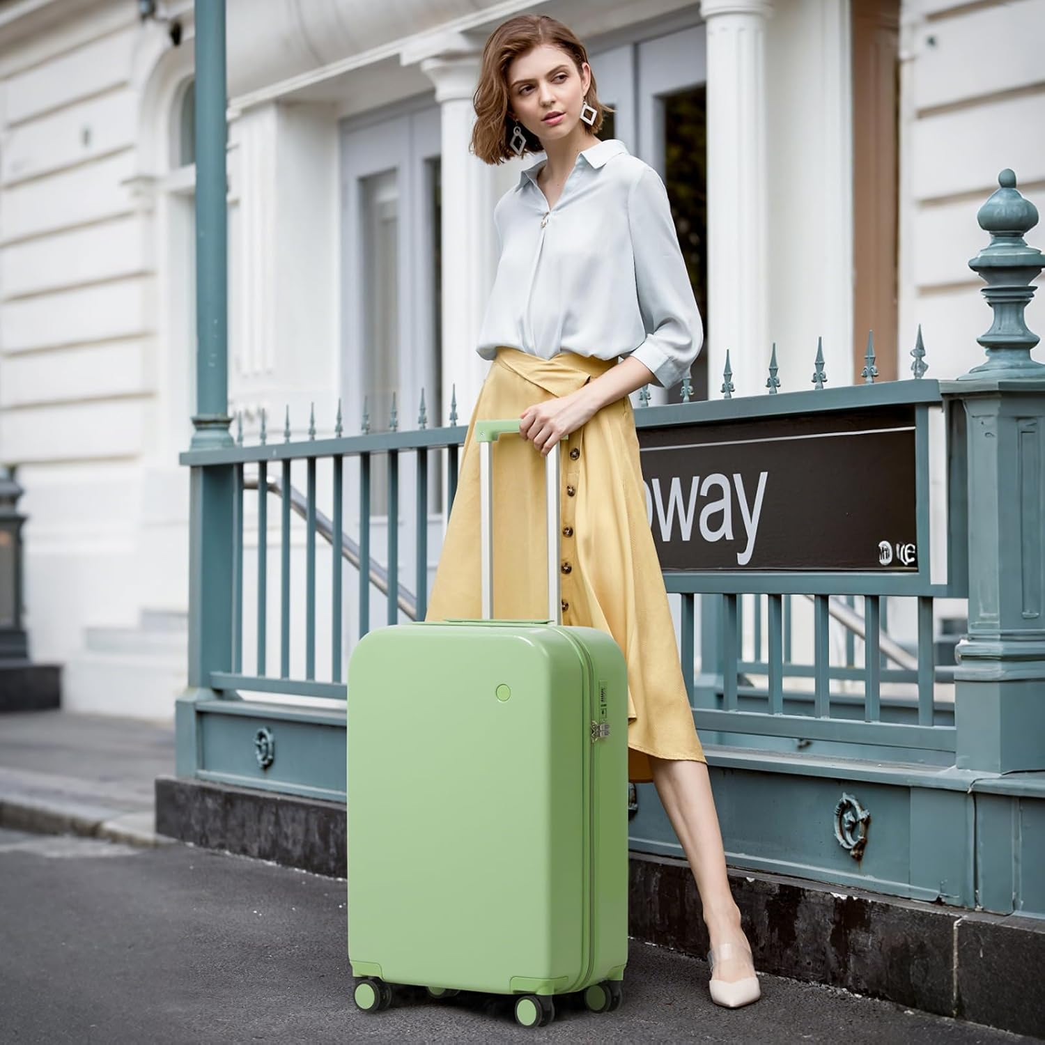 Mixi 20 Inch Hardshell Carry-On Luggage,Lightweight Rolling Suitcase with 360&deg;Spinner Wheels,Combination Lock,Organised Interior & Cover,Ideal for Business Travel, Avocado Green image number 6