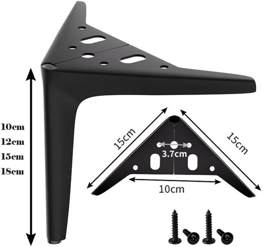 Furniture Leg Metal Set of 4, Black Modern Iron Diamond Triangle Furniture Feet DIY Alternative Suitable for Cabinets Cupboards Sofa Chairs Ottomans Desks Etc. (Black, 18Cm) image number 1