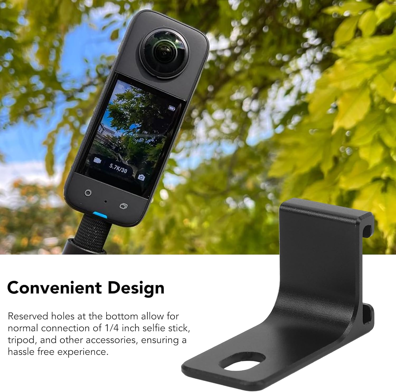 Action Camera Extension Cold Shoe Mounting Adapter for X4 X3 X2, Camera Quick Release Fill Light Accessories, Extension Mount, Expandable Microphone Fill Light Accessories image number 1