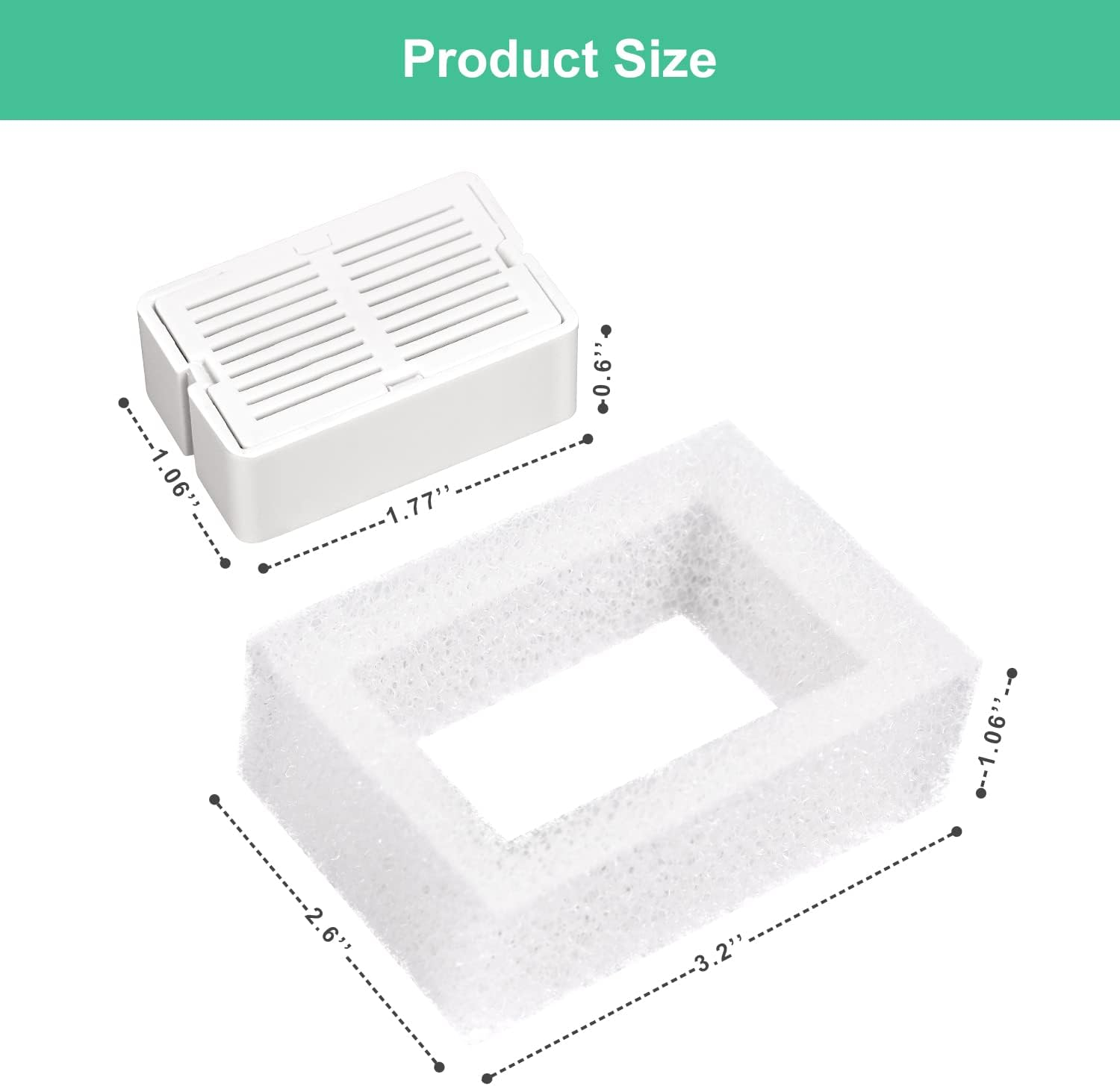 8 Pack Replacement Filters for 360&deg; Cupcake Ceramic Pet Fountain, GISOFIK Cat Water Fountain Filters, Triple Filtration Pet Fountain Filter, Ceramic Cat Fountain Filters with 2 Foam Filters image number 3