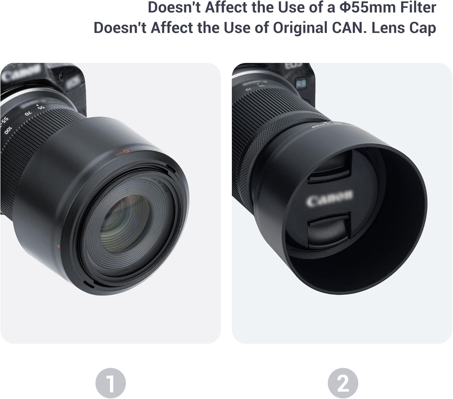 JJC Reversible Petal Bayonet Lens Hood for Canon RF-S 55-210Mm F5-7.1 IS STM Lens, Compatible with 55Mm Filter and Lens Cap on EOS R50 R7 R10 image number 2