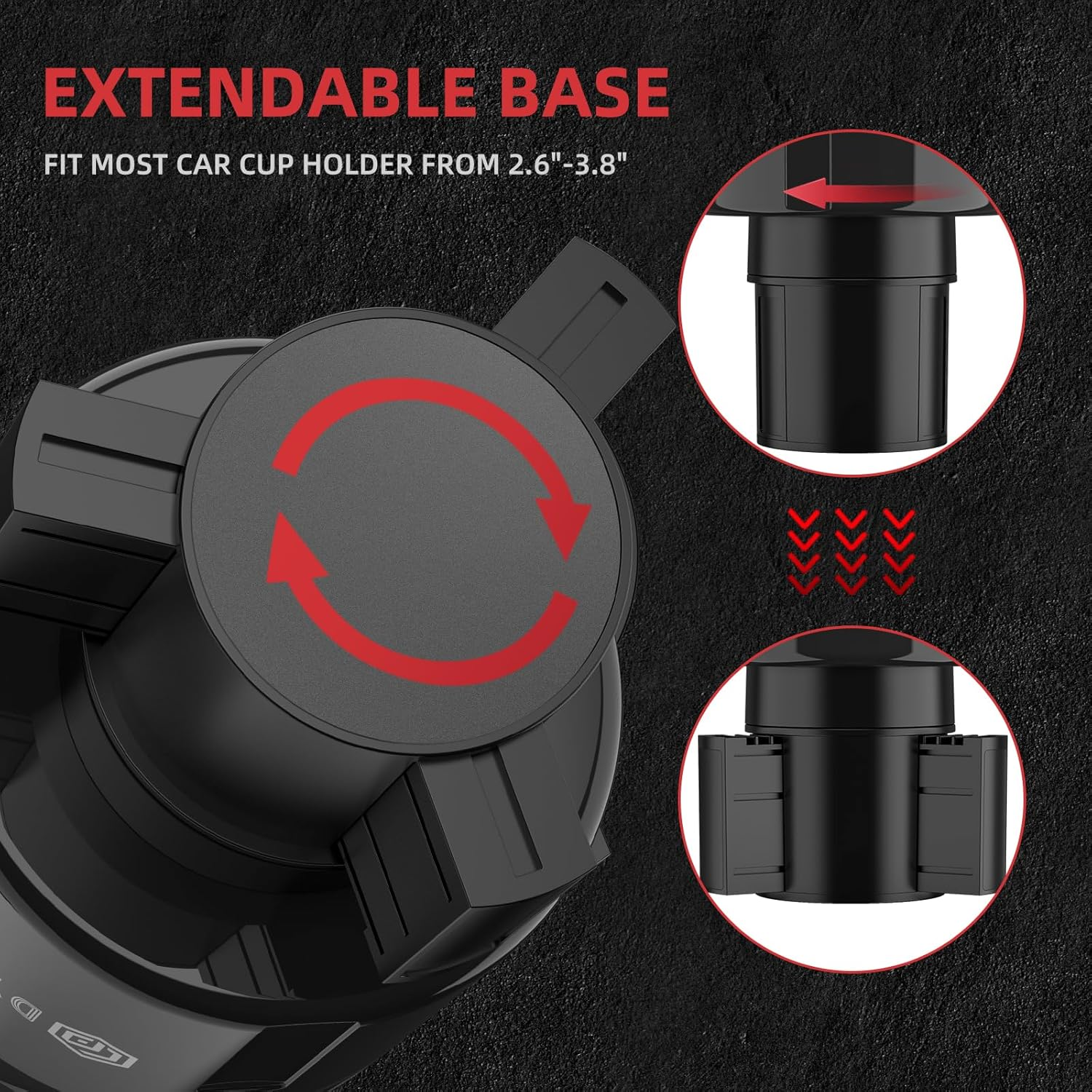 DYLEN Cup Holder Expander, Car Cup Holder Extender with Expandable Insert, Fits Large Water Bottles 500-1400 ML (7.1-10.5 CM)