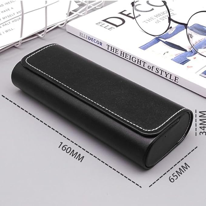 Hard Shell Eyeglasses Case,1 Pcs Portable Sunglass Case Lightweight PU Leather Eyeglass Case - Brown A image number 5