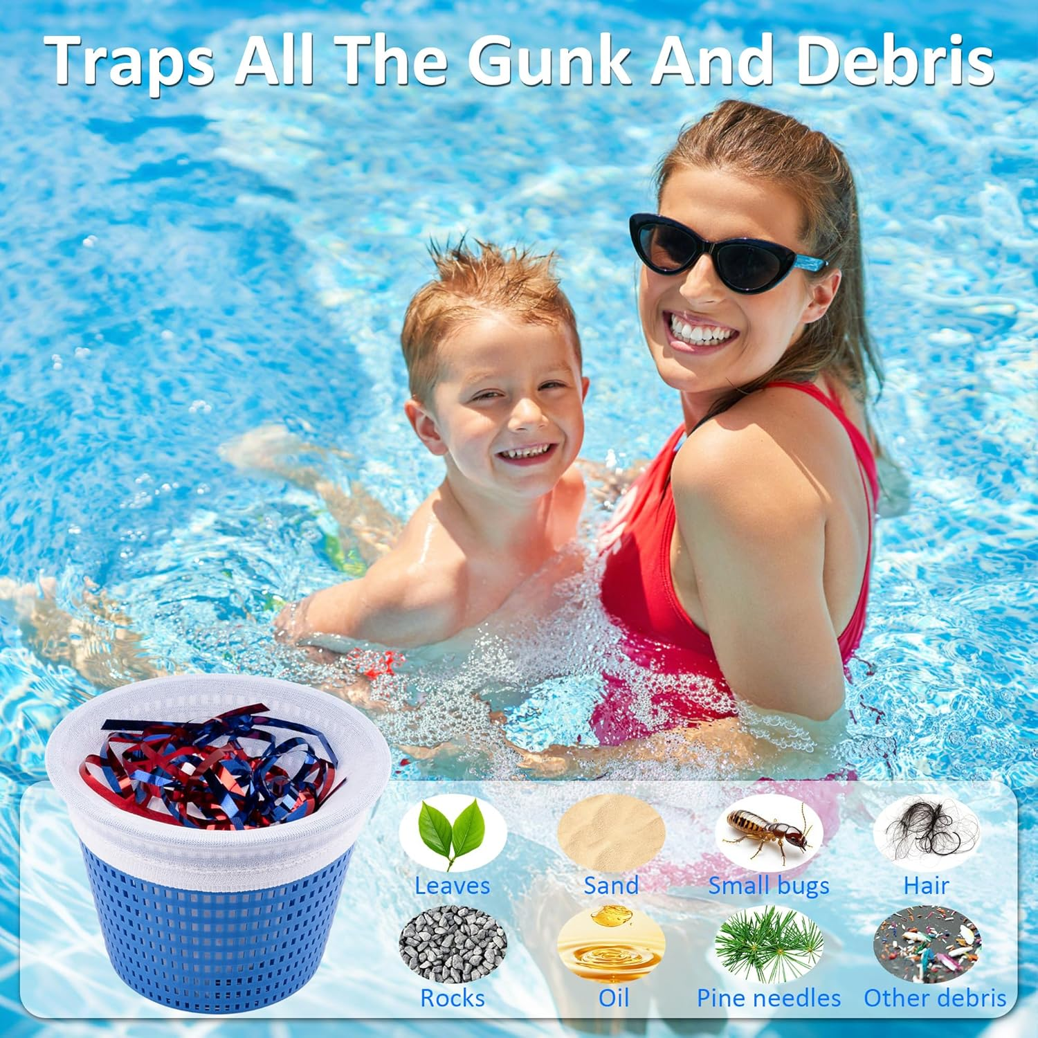 Skimmer Socks, 30 Pack Pool Socks for Skimmer Basket to Filter Debris and Leaves, Pool Skimmer Socks Clean for Inground and above Ground image number 6