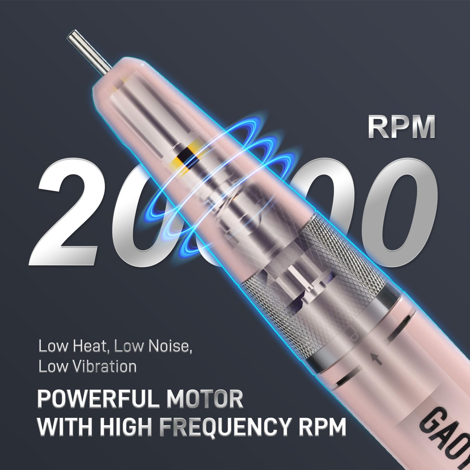 GAOY Rechargeable Cordless Nail Drill for Beginners, Electric Nail File with 12 Drill Bits and Sanding Band Set for Acrylic and Gel, Pink image number 4