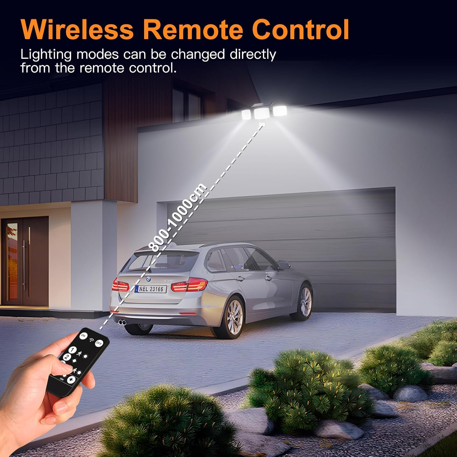 Quntis Solar Motion Sensor Lights 2 Pack,189 LED Security Flood Lights with 3 Adjustable Heads, IP65 Waterproof Outdoor Solar Fence Lights for Garden Wall Door Yard Pathway Patio image number 2