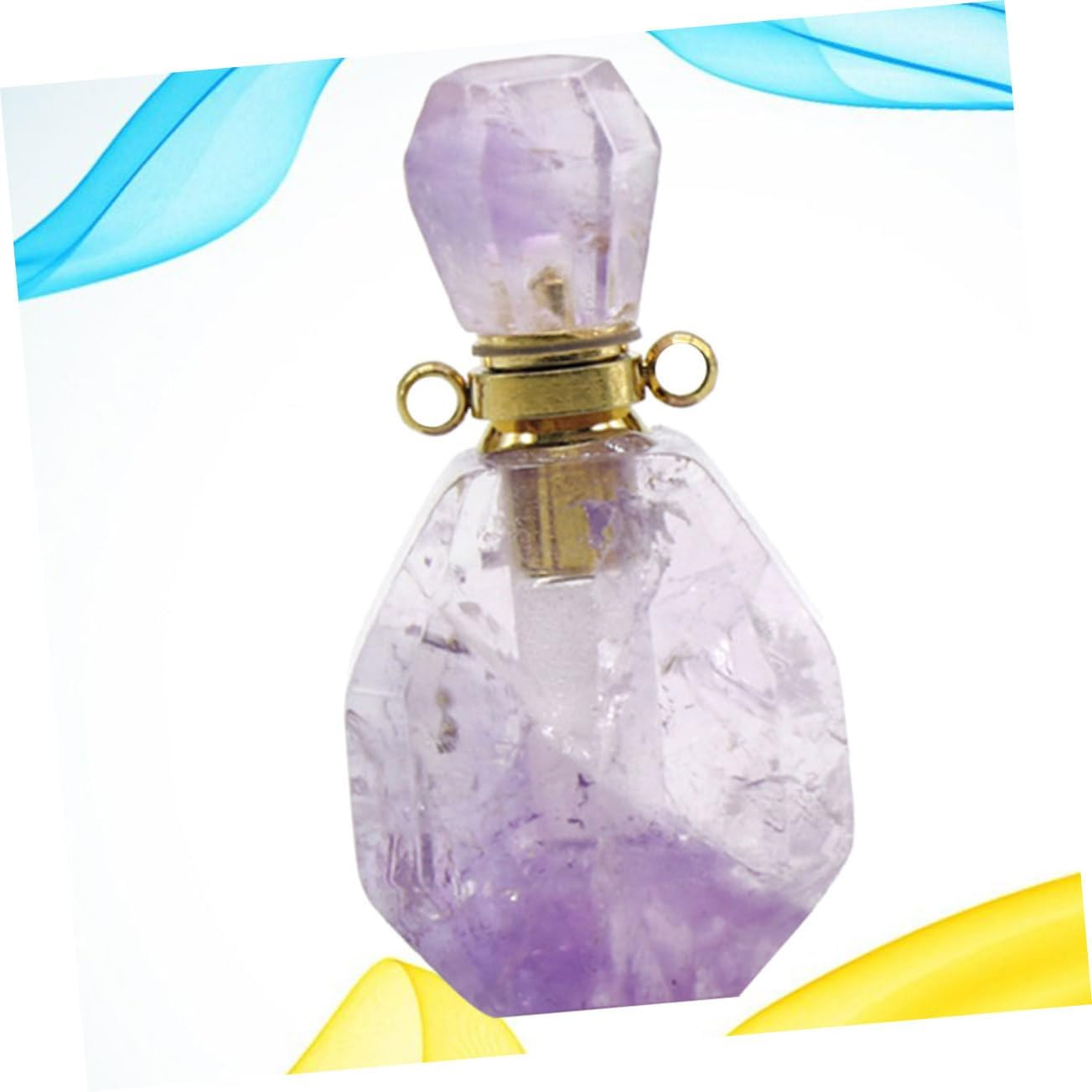 LIFKOME 2Pcs Natural Fluorite Perfume Atomizer Leakproof Travel Bottle Pendant Necklace Essential Oil Bottle Jewelry Decor without Lanyard Chain image number 2