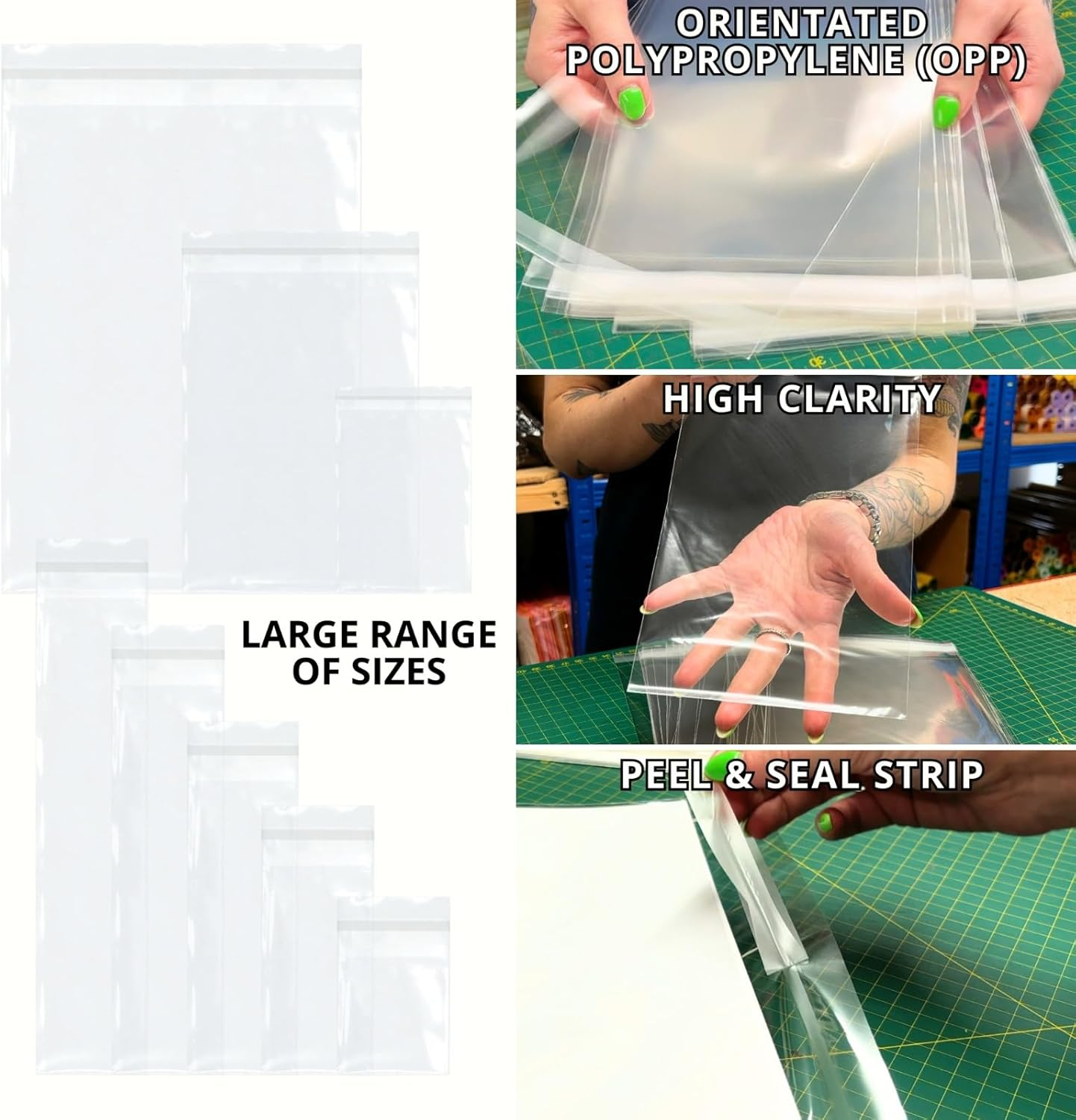 Celloexpress Multi C6-130Mm X 165Mm plus 40Mm Self Seal Flap - 30 Micron Cellophane Clear Display Bags for Holding up to 10 C6 Cards & Envelopes - Small Cello - Pack of 100 image number 5