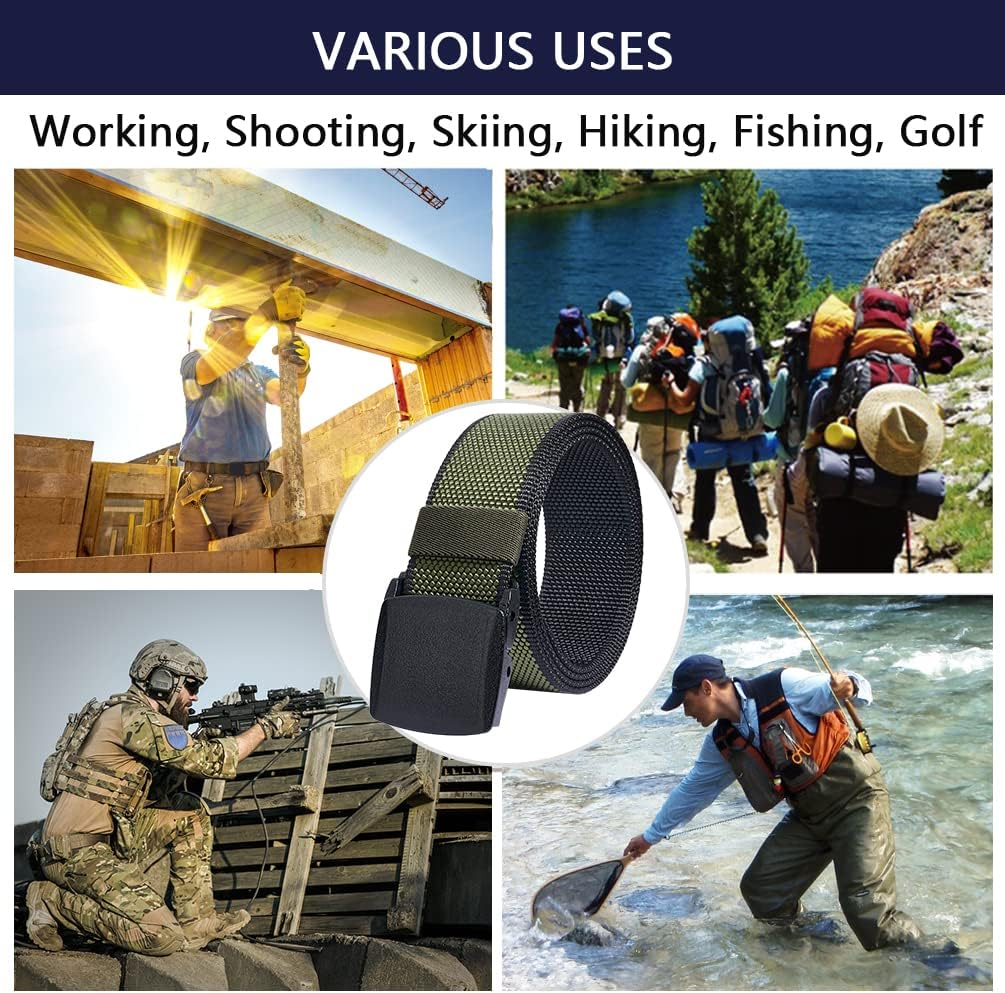 Lionvii Casual Belts for Men - 2 Colors in 1 Reversible with YKK Plastic Buckle - Adjustable Trim to Fit 28-49" Waist