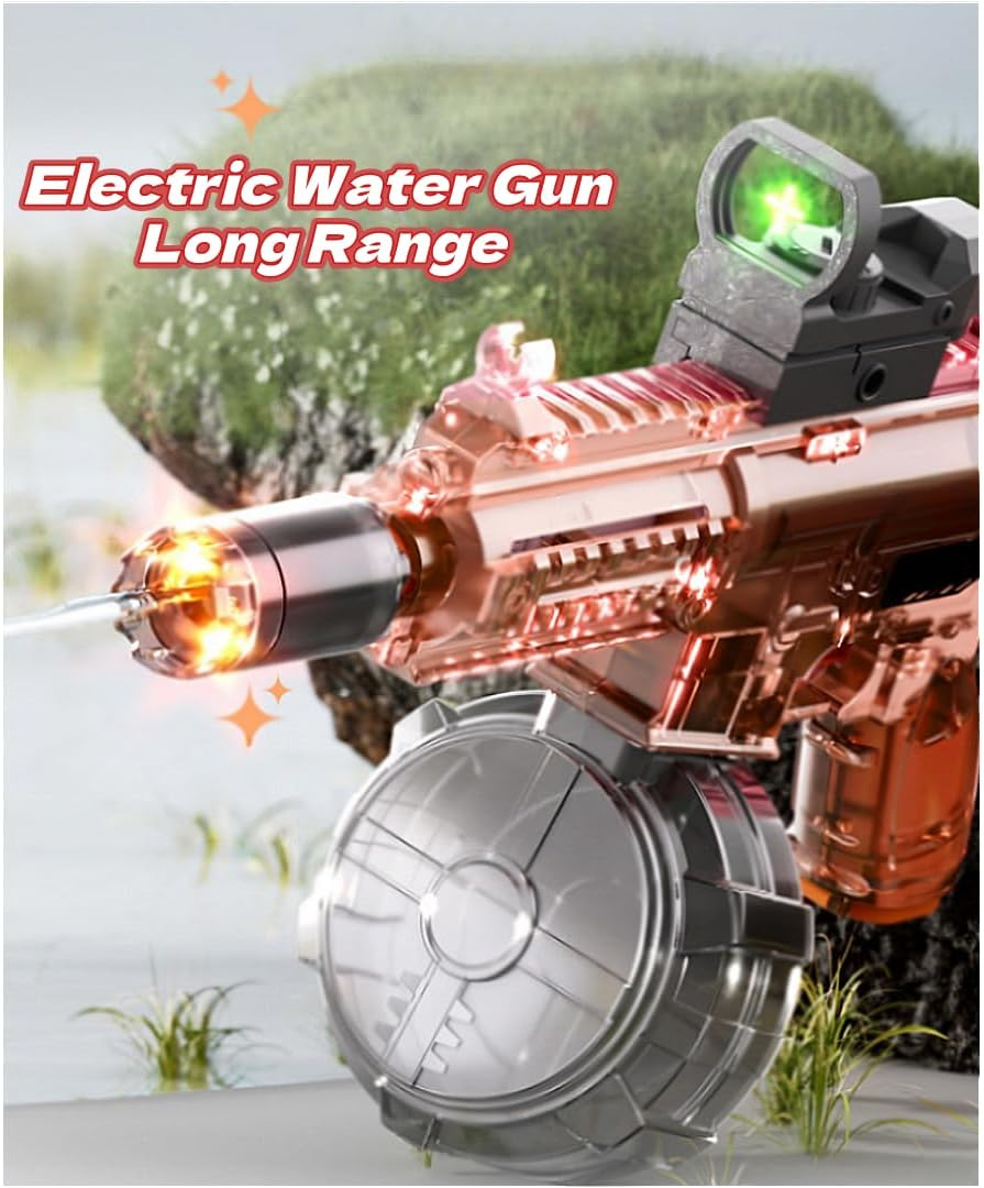 2025 Upgraded Electric Water Gun, Long Range Automatic Water Blaster with LED & Fast Charging, Durable Outdoor Super Soaker for Kids Adults (Electirc Water Gun-M416)