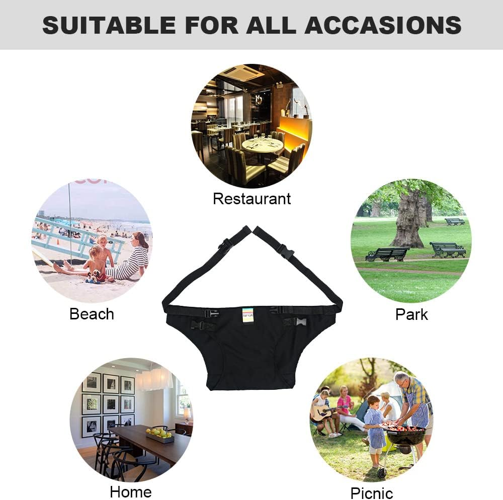 Lychee Harness Seat for High Chair Baby Feeding Safety Seat with Strap, Toddler Booster Harness Belt Portable Dining Seat Strap for Travel Home Restaurant Shopping (Black) - Blue image number 2