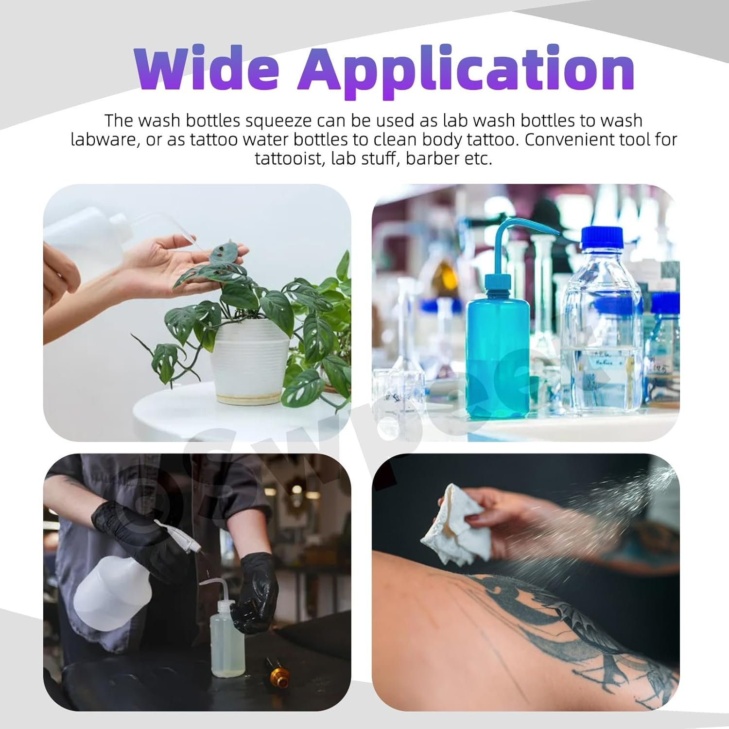 Swpeet 3Pcs 500ML/250ML/150ML Safety Bottles Watering Tools with 5Pcs Small Funnels Assortment Kit, Wash Bottles Water Squirt Bottle Succulent Watering Squeeze Bottle for Irrigation, Plant Washing image number 4