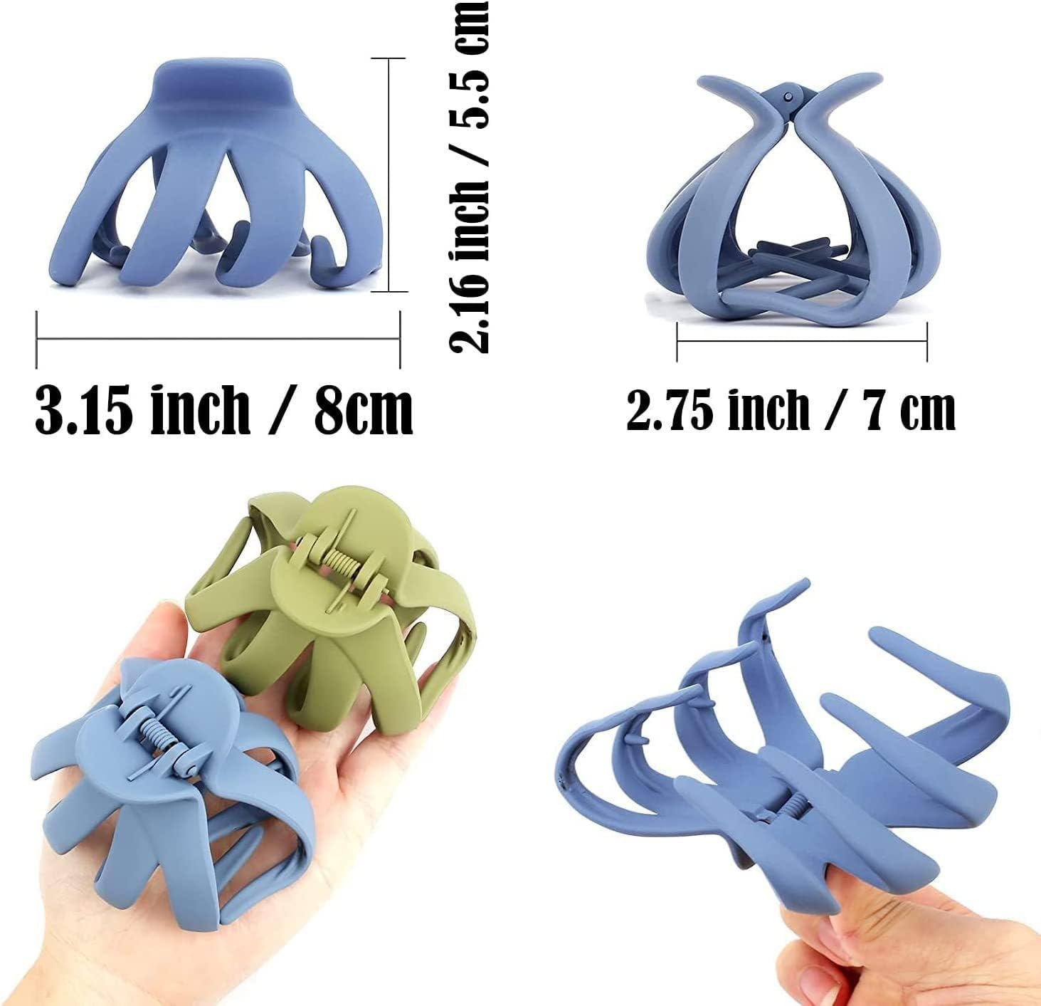 6Pcs Octopus Hair Clips Matte Hair Claws Hair Clips,Large Octopus Clip Non-Slip Big Spider Hair Claws,Double Row Teeth Hair Clips Small Claw Clips,Double Teeth Octopus Large Grip Hair Clips for Girl image number 1