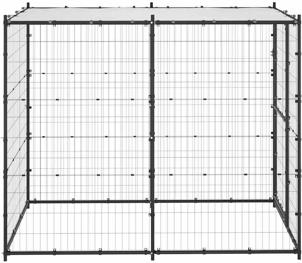 Outdoor Dog Kennel Steel with Roof Large Pet House 110X220X180 Cm Weatherproof image number 2