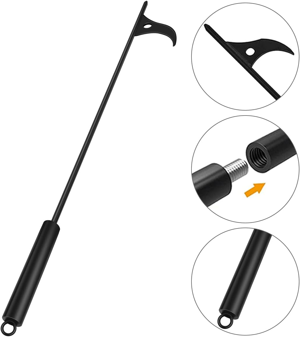 Fire Pit Poker 40-Inch Extra Long Heavy Duty Wrought Steel Fire Poker Solid Steel Campfire Poker Black Fire Poker Stick Portable Outdoor Fire Poker for Fireplace Camping Fire Stove Hiking \ image number 1