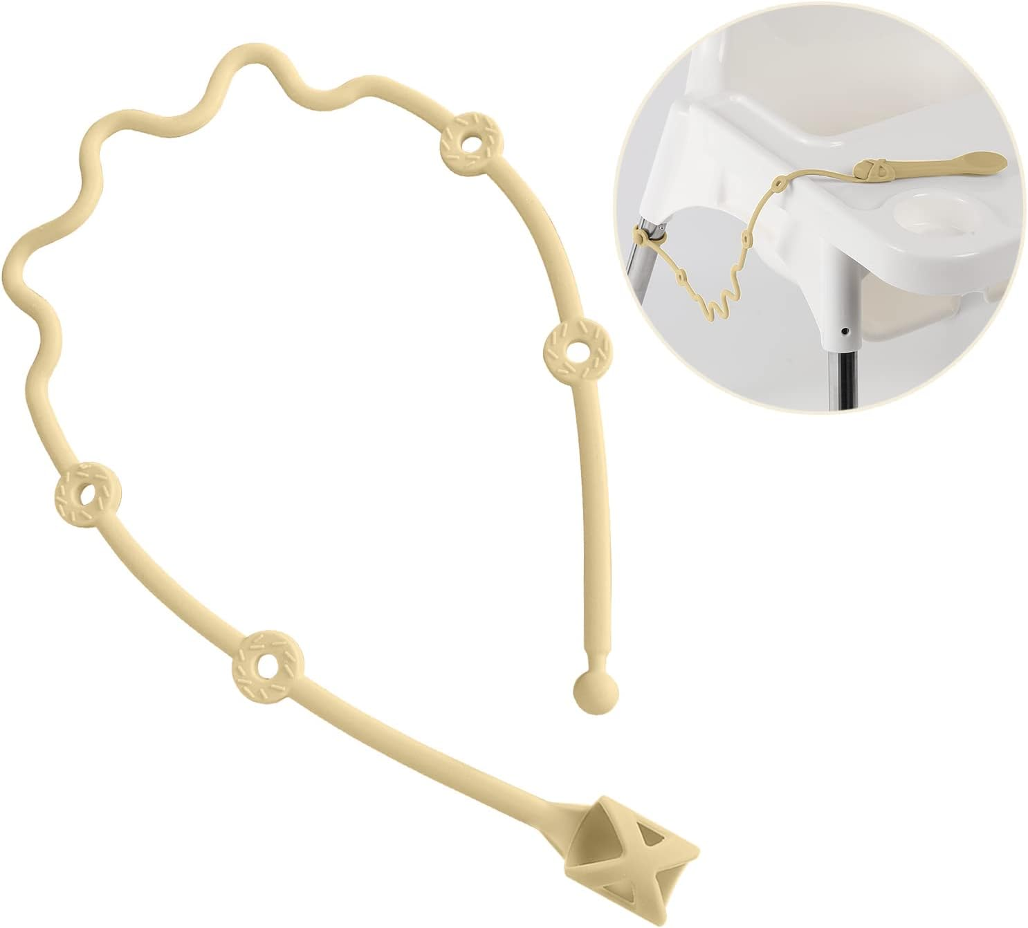 Baby Spoons Self Feeding 6+ Months Holder Strap Highchair Accessories- Feeding Aid for Keep Spoon and Forks Set Close at Hand and off the Ground(Green)-No Spoon