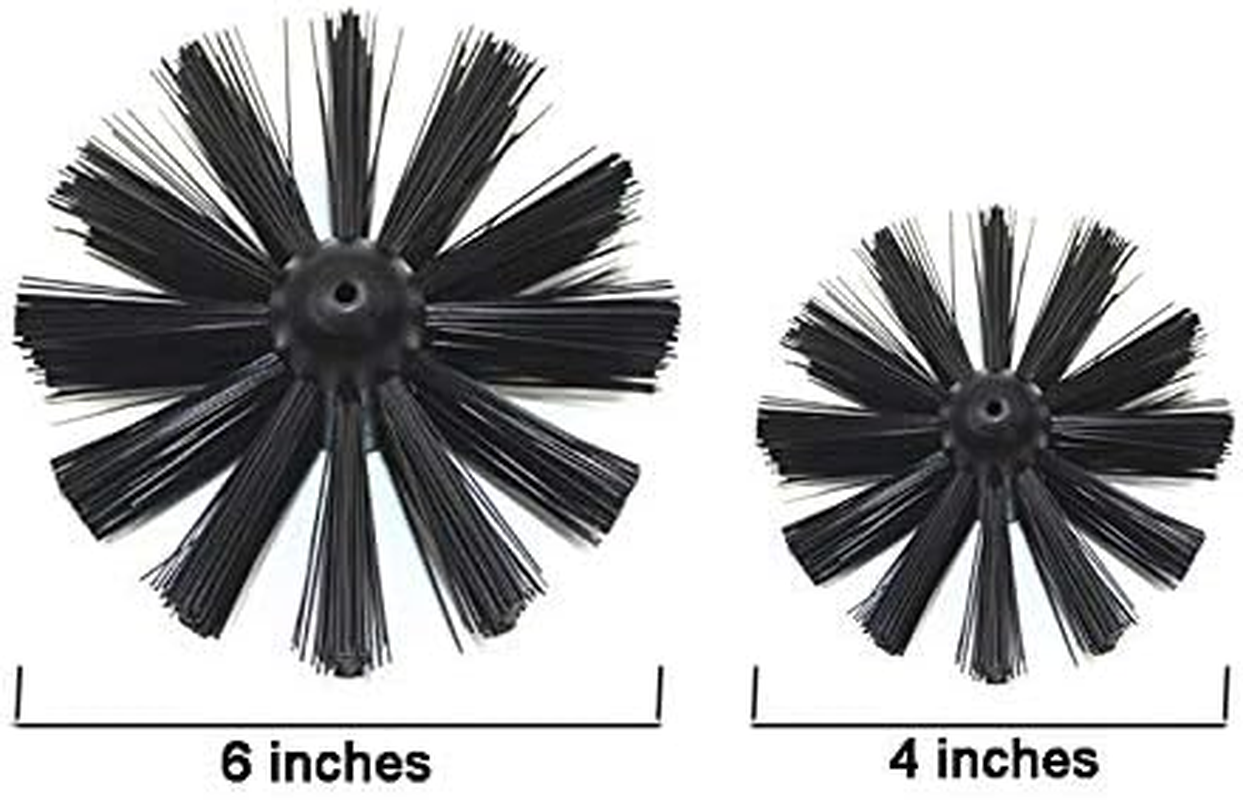 Chimney Cleaning Brush Dryer Duct Cleaner 2-In-1 Kit Fireplace Drier Vent Lint Sweeping Tools 18' Flexible Rods Rotary System Working with or without Drill image number 3