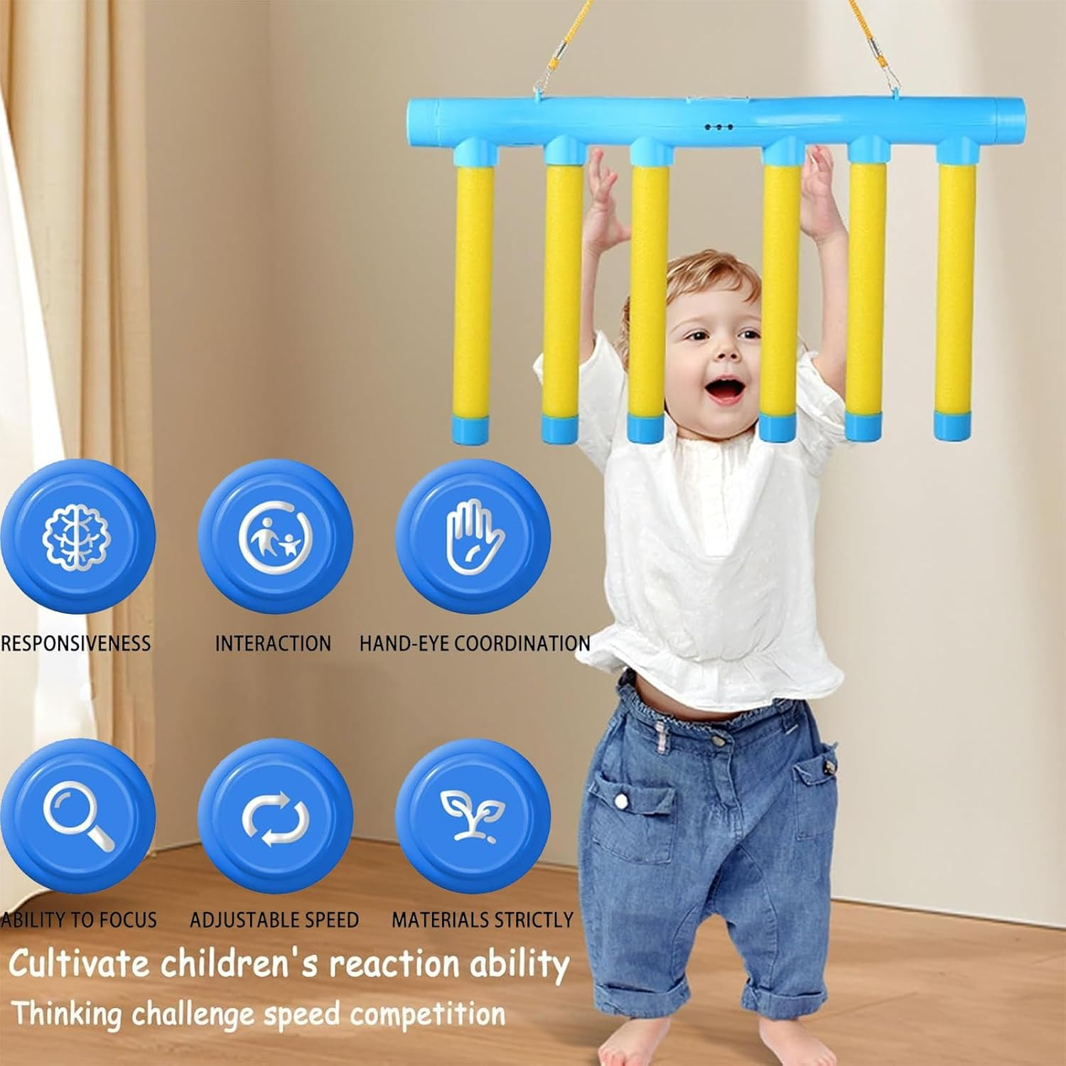 Reflex Challenge Game, Remote Control Catching Sticks Reaction Training Toy, Falling Sticks, Hand Speed Challenge Training for Kids Adults (Blue) image number 2